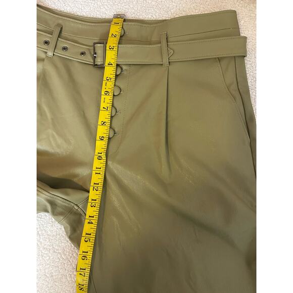 Paige Women's Maria 10 Pant Vegan Leather Belt Button Fly in Dark Brushed - Picture 11 of 16